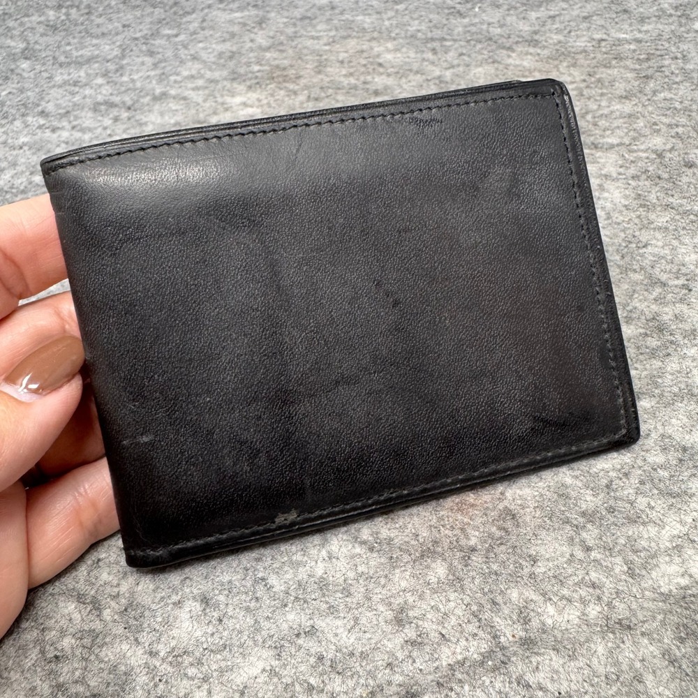 Vintage Winston Softan Cowhide Leather‎ Bi Fold Wallet Mens Black Minimalist